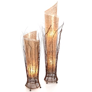 Twig Floor Lamp Handmade Fair Trade Shell and Twig Rustic Wrapped Floor Lamps – RT-030