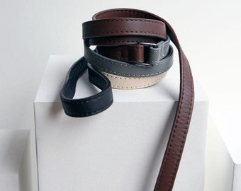Hands-free soft leather dog leash | Adjustable length Crossbody leash | Waist leash | Thin leather leash for small to medium dogs | Musée