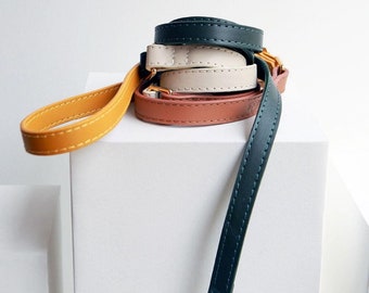 Hands-free soft leather dog leash | Adjustable length Crossbody leash | Waist leash | Thin leather leash for small to medium dogs | Musée