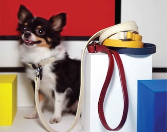 Hands-free soft leather dog leash | Adjustable length Crossbody leash | Waist leash | Thin leather leash for small to medium dogs | Musée