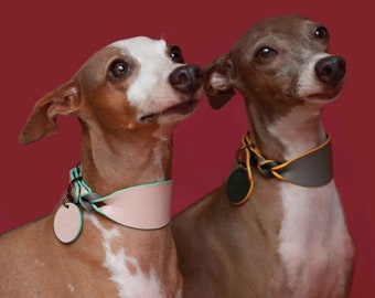 Twist Wide Soft Leather Pet Collar with Name, Dog collar, Italian greyhound collar, Whippet collar, Sighthound collar