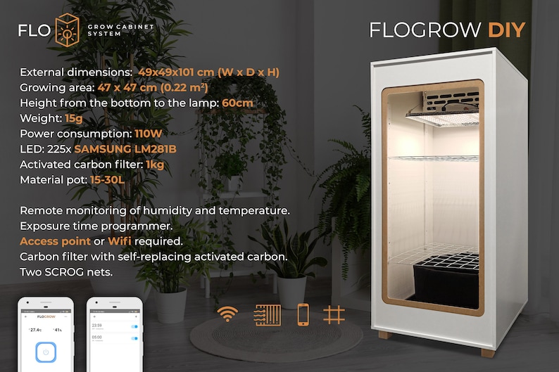 FLO DIY Quantum growbox self assembly cabinet Kweekkast with an oak front zdjęcie 3