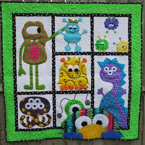 Morgan's Monster Madness Quilt Pattern - PDF Pattern - Digital Download - Child Quilt Pattern - Monster Quilt