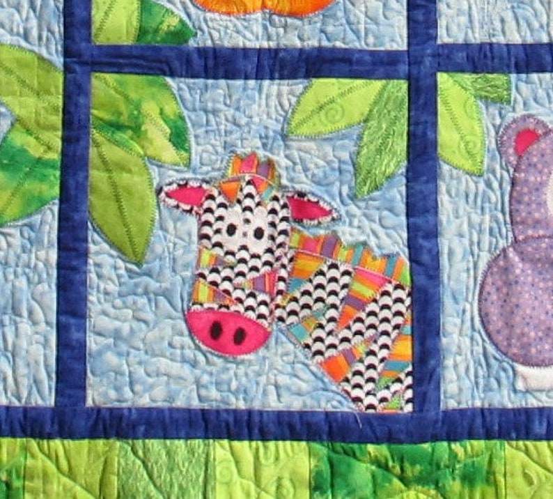 Blake's Jungle Quilt Pattern PDF Baby Quilt PDF Child Quilt PDF Quilt Pattern Download Lion Giraffe Hippo Zebra image 5
