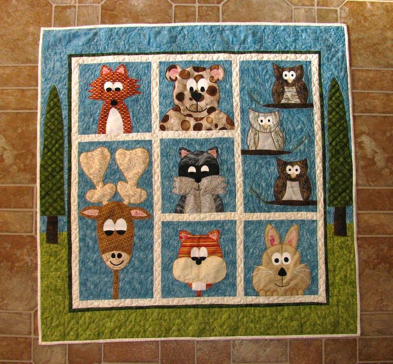 Eli's Forest Friends Quilt Pattern Paper Pattern Child Quilt Pattern image 1