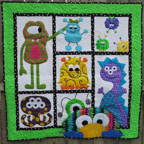 Morgan's Monster Madness Quilt Pattern - Paper Pattern - Child's Quilt Pattern