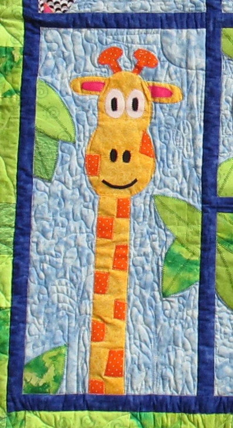 Blake's Jungle Quilt Pattern PDF Baby Quilt PDF Child Quilt PDF Quilt Pattern Download Lion Giraffe Hippo Zebra image 3