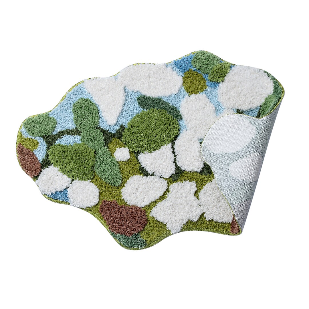 Green Park Bathroom Mat Irregular Shape Bath Mat Water Etsy
