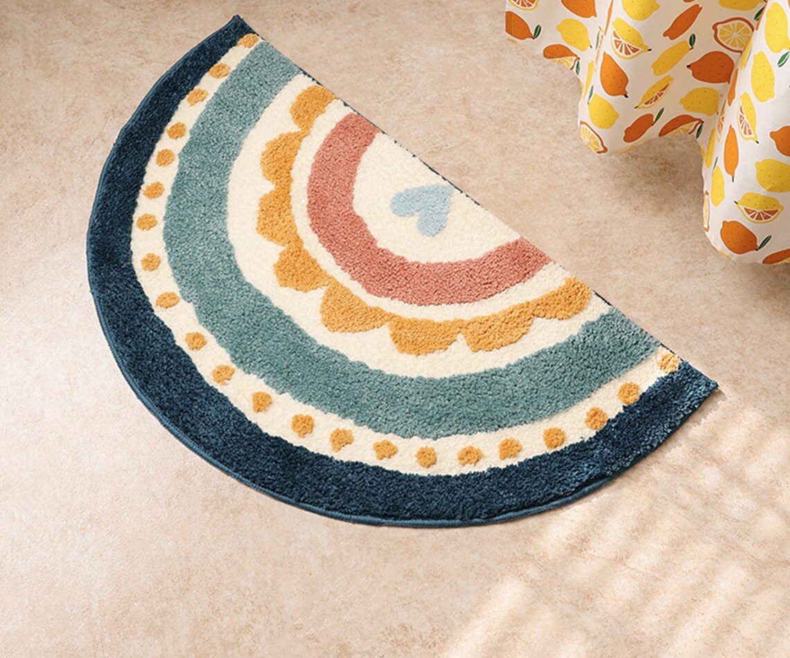 Bathroom Rug Semicircle Rainbow Mat for Home Water Etsy