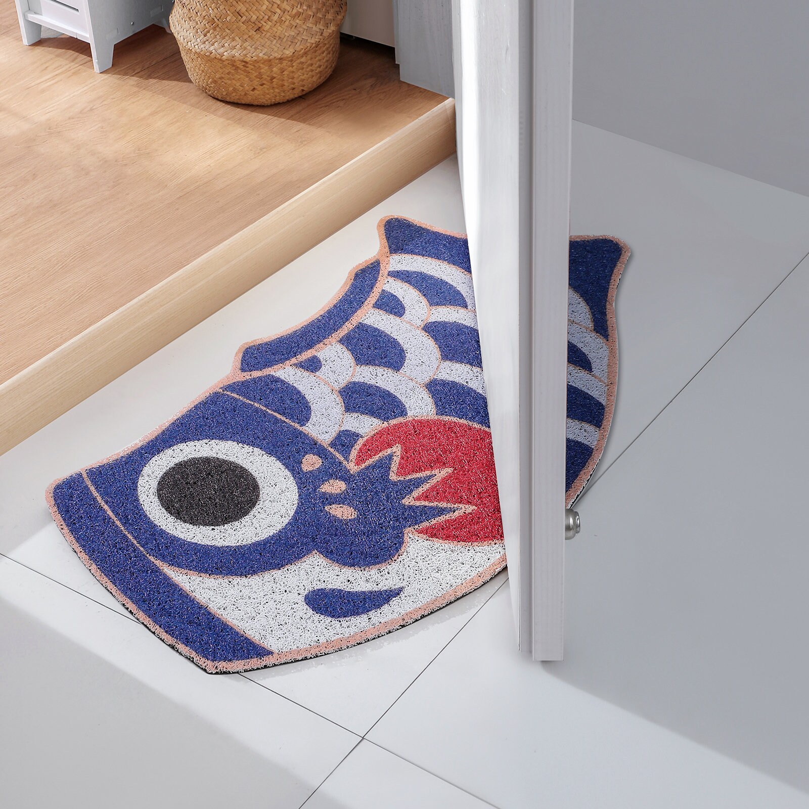 Cute Blue Koi Fish Door Mat Japanese Style Entrance Patio Etsy