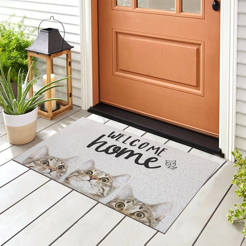 Cute Cats Entrance Door Mat Home Kitty Doormat PVC Etsy
