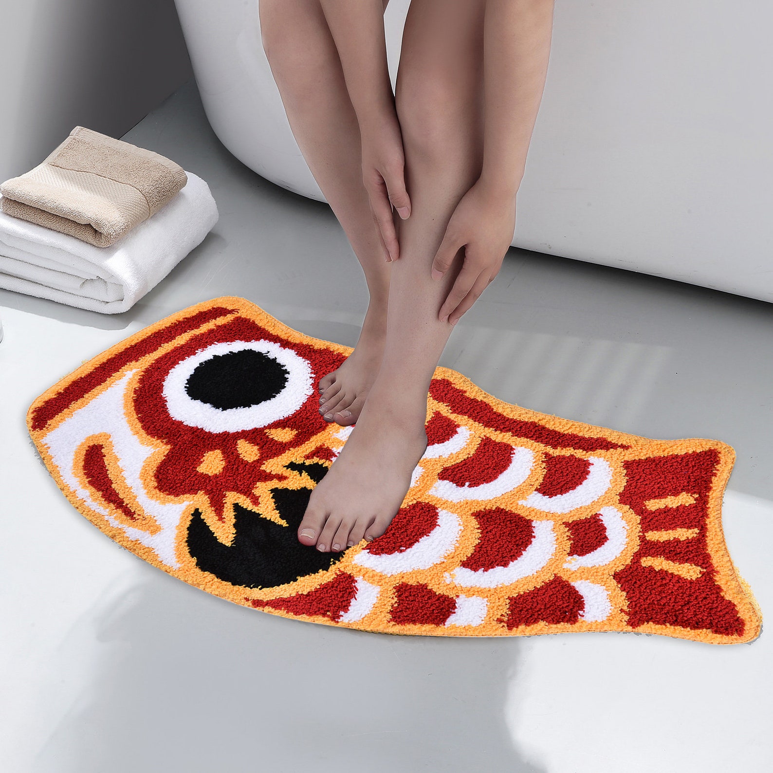 Cute Fish Bath Mat Japanese Red Koi Flag Bathroom Rug Water Etsy