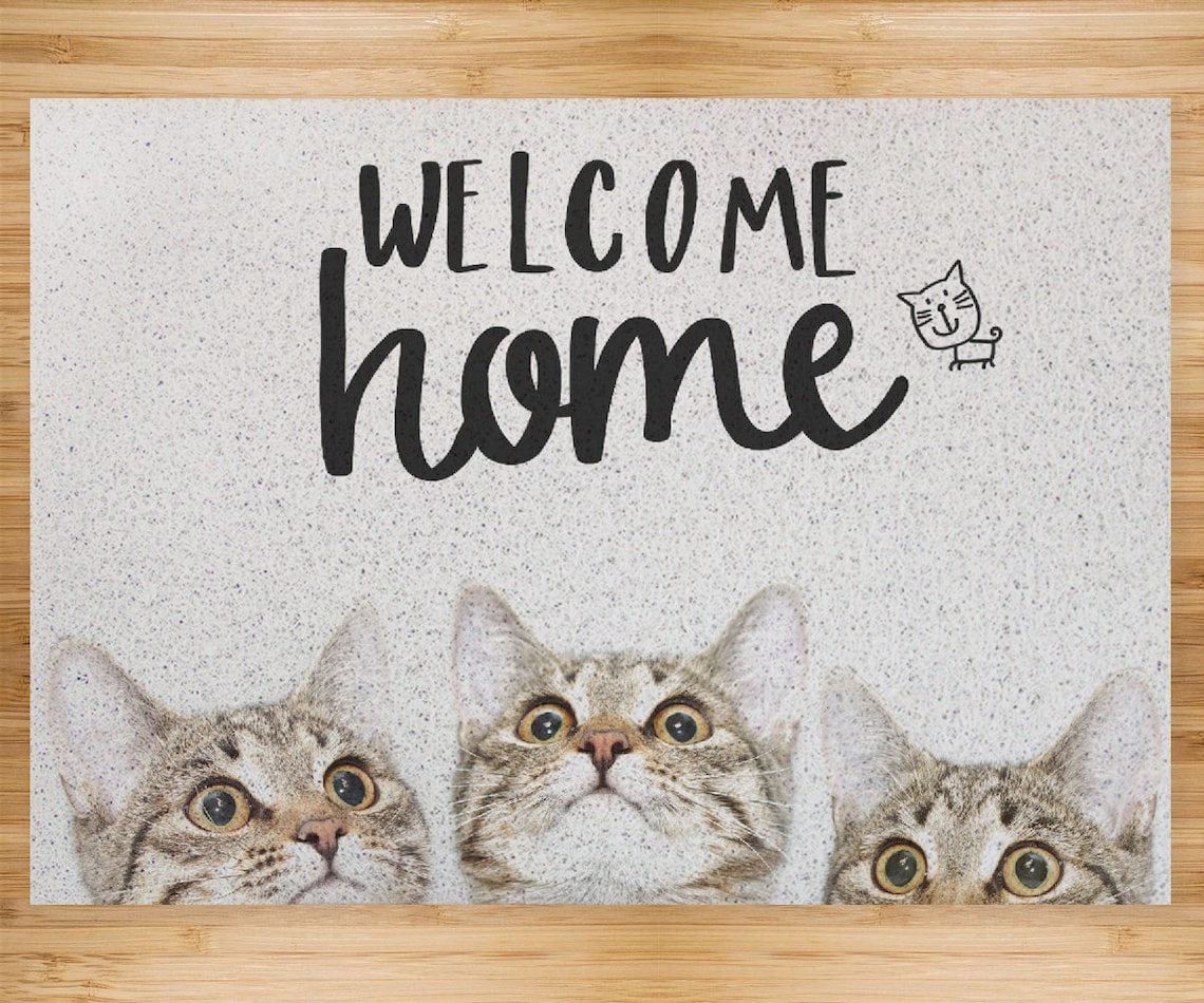 Cute Cats Entrance Door Mat Home Kitty Doormat PVC Etsy
