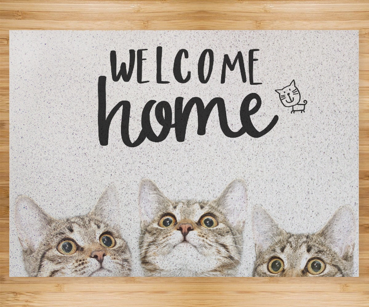 Cute Cats Entrance Door Mat Home Kitty Doormat PVC Etsy UK