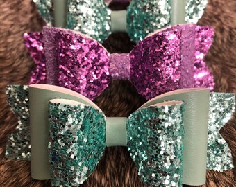 Mint/Purple Mix Bow Straw Toppers