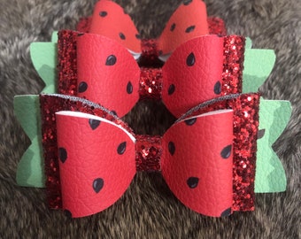 Watermelon Bow Straw Toppers