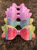 Rainbow\/Lilac Glitter Straw Bow Toppers