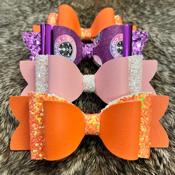 Orange/Pink/Purple Bow Straw Toppers