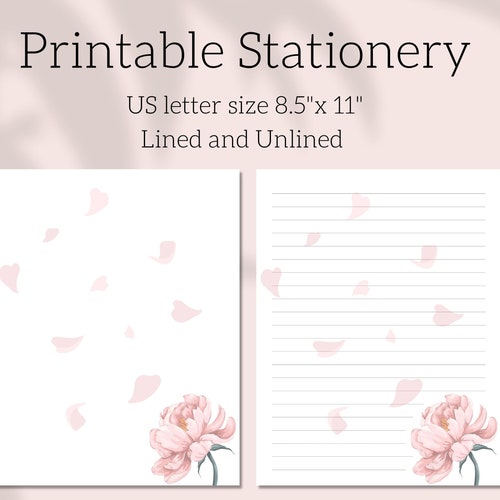 Printable Stationary With Flower Printable US Letter Size - Etsy