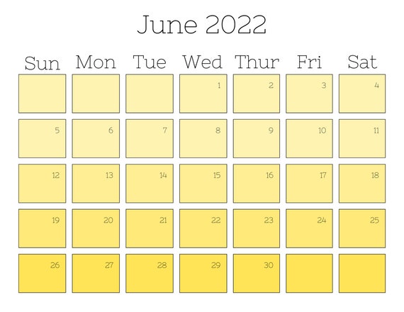 printable june 2022 calendar colourful pdf us letter etsy