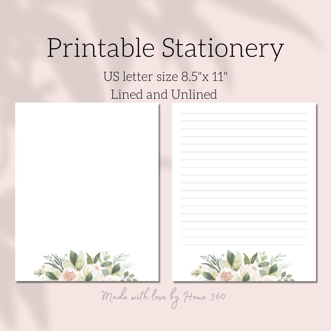 Printable Stationery Set With White Roses | Letter Writing Stationery ...