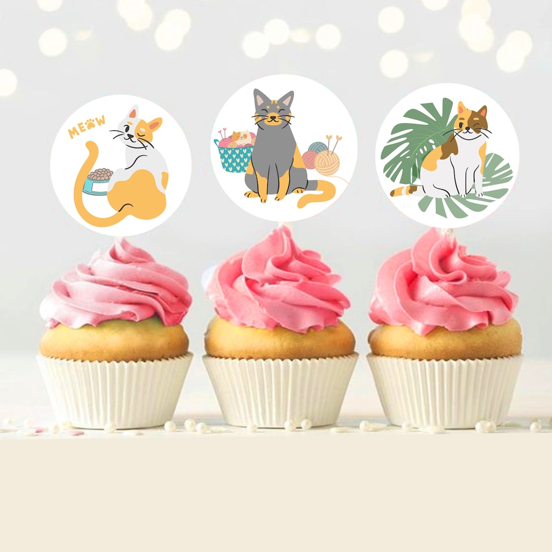 Cupcake Toppers With Cats Printable | Cat Cupcake Toppers for Party ...