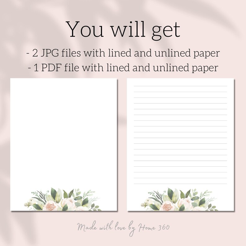 Printable Stationery Set With White Roses Letter Writing Stationery ...