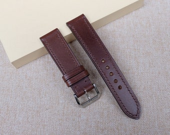 Dark Brown Buttero Slim Leather Watch Strap 24mm, 22mm, 21mm, 20mm, 19mm, 18mm, 17mm, 16mm, 14mm, 12mm