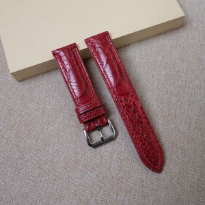 Bracelet montre et bracelet rouge pomme autruche - Bracelets montre cuir faits main 24 mm 22 mm 21 mm 20 mm 19 mm 18 mm 17 mm 16 mm 14 mm