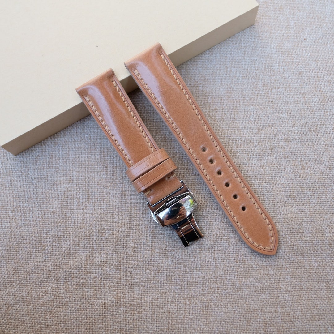 Shell Style Straps Shell Cordovan Watch Strap: Natural Shinki Leather, Handmade - Etsy