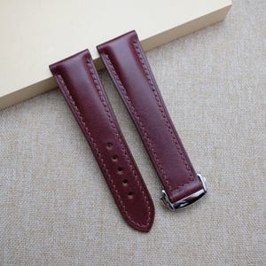 omega Buttero Bordeaux watch strap, Handmade leather watch band for omega 24mm 22mm 21mm 20mm 19mm 18mm, custom bordeaux leather watch strap