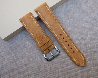 Gult läderarmband: Handgjort italienskt vegetabiliskt garvat armband