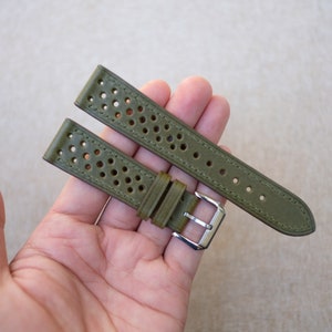 Racing rally olive leather watch strap 17mm 18mm 19mm 20mm 21mm 22mm 23mm 24mm 26mm