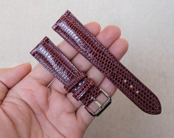Lizard bordeaux Leather watch strap 24mm,22mm,21mm,20mm,19mm,18mm,16mm,14mm,12mm, custom watch strap