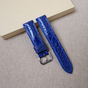 Ostrich Electric Blue Watch Strap & Band - handmade  leather watch straps 24mm 22mm 21mm 20mm 19mm 18mm 17mm 16mm 14mm
