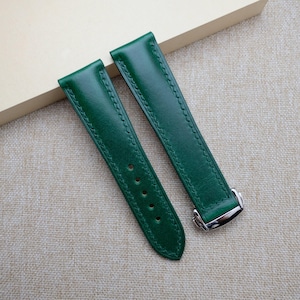 omega Buttero Green watch strap , Handmade leather watch band for omega 24mm 23mm 22mm 21mm 20mm 19mm 18mm, custom green leather watch strap