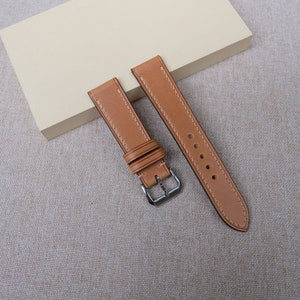 Tan Brown Buttero Slim Leather Watch Strap 24mm, 22mm, 21mm, 20mm, 19mm, 18mm, 17mm, 16mm, 14mm, 12mm,. Custom tan brown watch strap