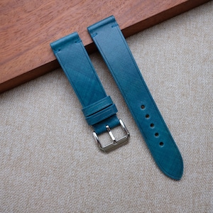 Blue Mozart Slim Watch Strap 24mm, 22mm, 21mm, 20mm, 19mm, 18mm, 17mm, 16mm, 14mm, 12mm, blue vintage leather watch strap