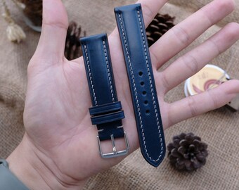Watch Band, Navy Blue Watch Strap & Band - Handmade Leather