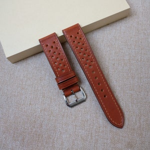 Racing rally brown leather watch strap 17mm 18mm 19mm 20mm 21mm 22mm 23mm 24mm 26mm