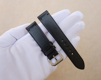 Buttero Black Leather watch strap 24mm, 22mm, 21mm, 20mm, 19mm, 18mm, 17mm, 16mm, 14mm, 12mm