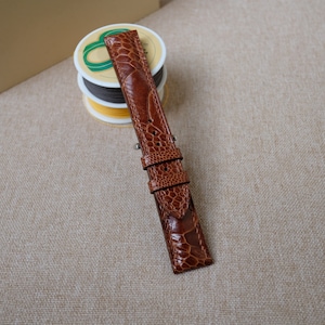Ostrich light brown watch strap & band handmade leather watch straps 24mm 22mm 21mm 20mm 19mm 18mm 17mm 16mm 14mm zdjęcie 3