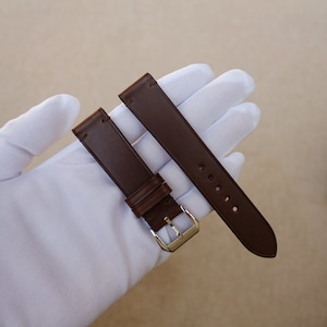 Handmade Buttero Dark Brown Leather Watch Strap: Slim Italian Leather