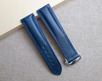 omega Navy Museum calf leather watch strap , Handmade leather watch band for omega 24mm 23mm 22mm 21mm 20mm 19mm 18mm