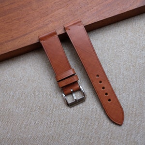 Brown Mozart Slim Watch Strap 24mm, 22mm, 21mm, 20mm, 19mm, 18mm, 17mm, 16mm, 14mm, 12mm, brown vintage leather watch strap