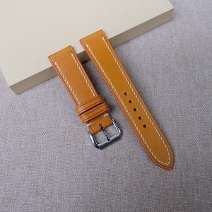 Yellow Buttero Slim Watch Strap 24mm, 22mm, 21mm, 20mm, 19mm, 18mm, 17mm, 16mm, 14mm, 12mm,. Custom yellow watch strap