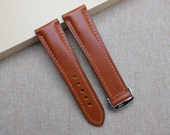 omega Buttero Brown watch strap , Handmade leather watch band for omega 24mm 23mm 22mm 21mm 20mm 19mm 18mm, custom brown leather watch strap