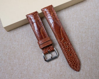 Ostrich light brown watch strap & band - handmade  leather watch straps 24mm 22mm 21mm 20mm 19mm 18mm 17mm 16mm 14mm