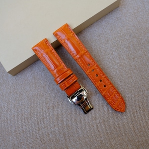 Orange Alligator Vietnam Leather watch strap 24mm,22mm,21mm,20mm,19mm,18mm,16mm,14mm