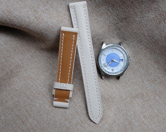 Watch band, White Watch Band & Strap - Handmade leather watch bands 14mm 16mm 18mm 19mm 20mm 21mm - Custom white leather watch band